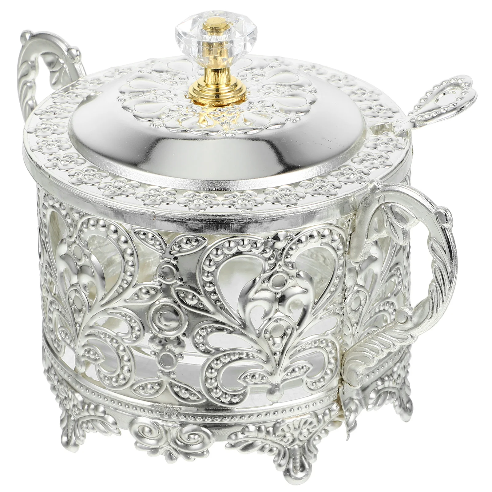 

Storage Jars Spice Decorative Condiment Seasoning Container with Lids Vintage Spices Silver Containers Office