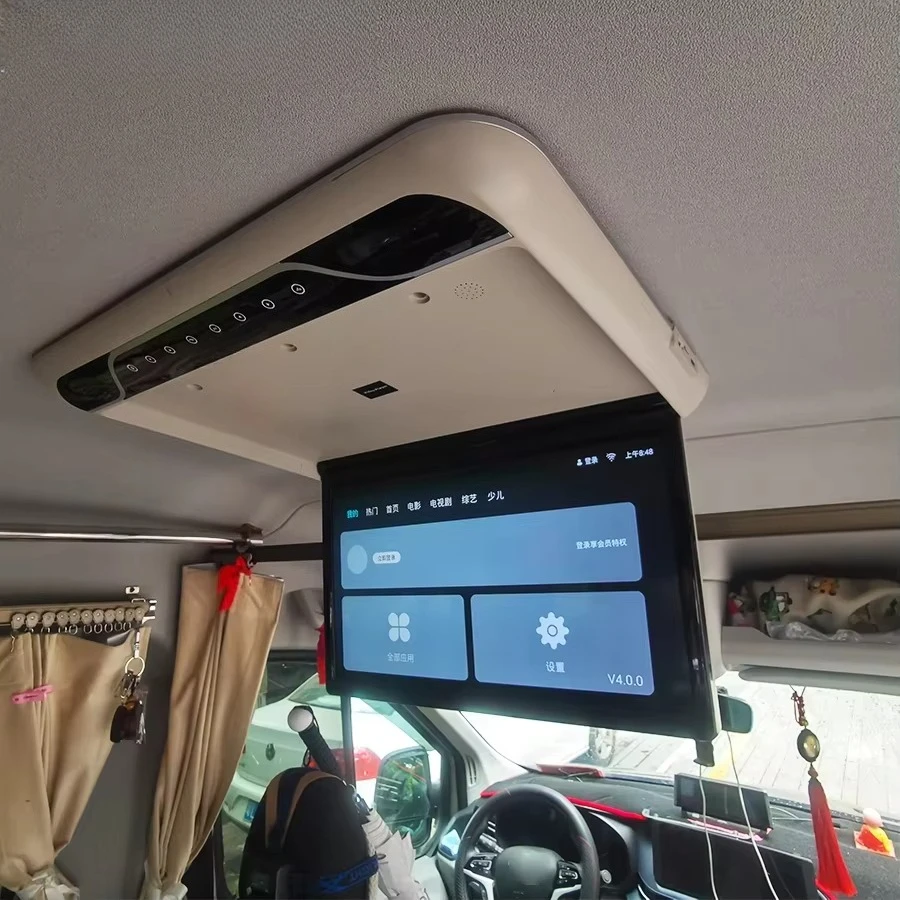22Inch Android 13 For Maxus V90 RV Vanlife Universal Car WIFI USB HDMI FM Roof Ceiling  Multimedia Video Player