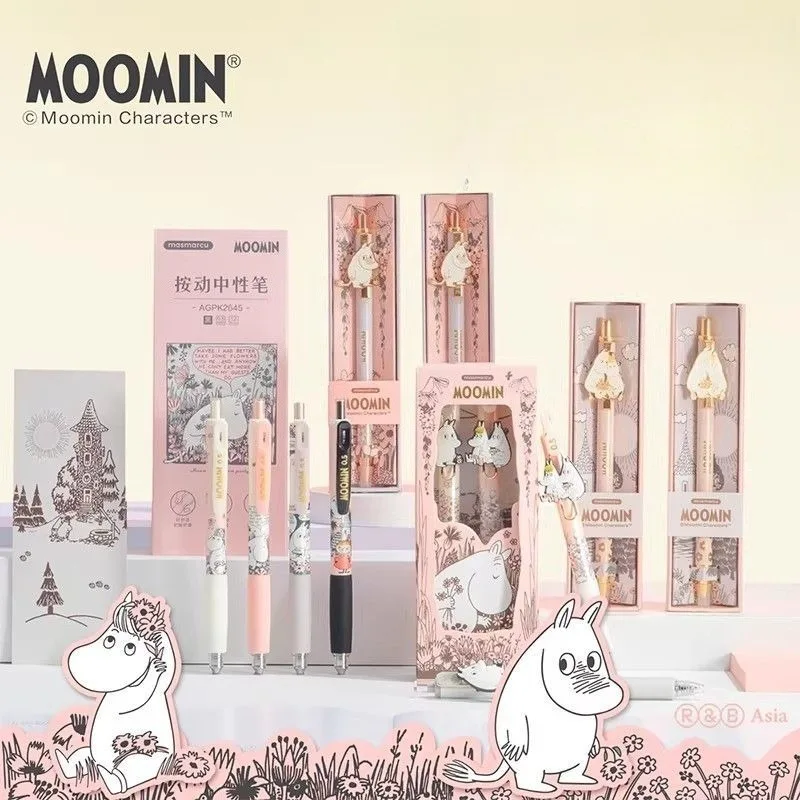 Moomin Cute Retractable Gel Pens 0.5mm Fine Point Smooth Writing Ballpoint Pens Daily School Stationery Supplies for Students view 4