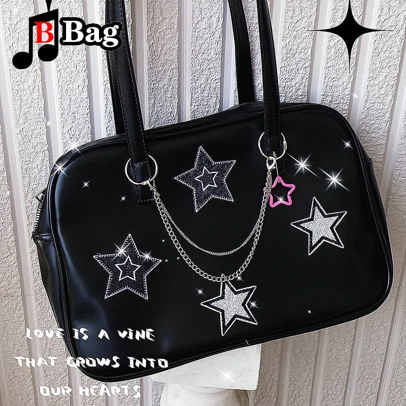 Millennium y2k Gothic Bag Spice Girls Versatile Subculture Large Capacity Tote Tote Bag One Shoulder Handbag Star Decoration