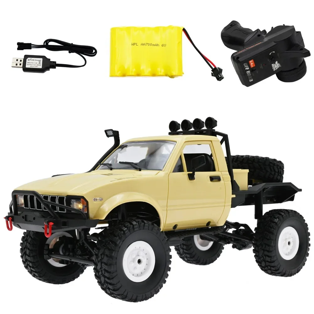 

1:16 WPL C14 RC Car 2.4G 2CH 4WD Off-Road Pickup Extreme Climbing Truck LED Lights Highway RTR Toys