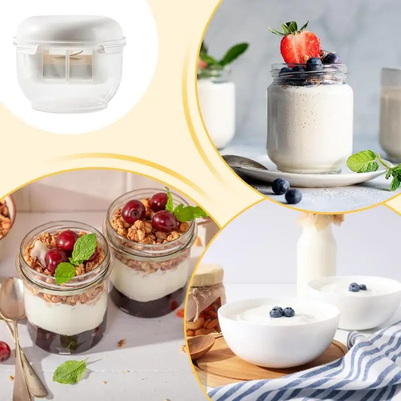 Máquina para hacer Yogurt, recipiente colador con tapa transparente, diseño de malla fina