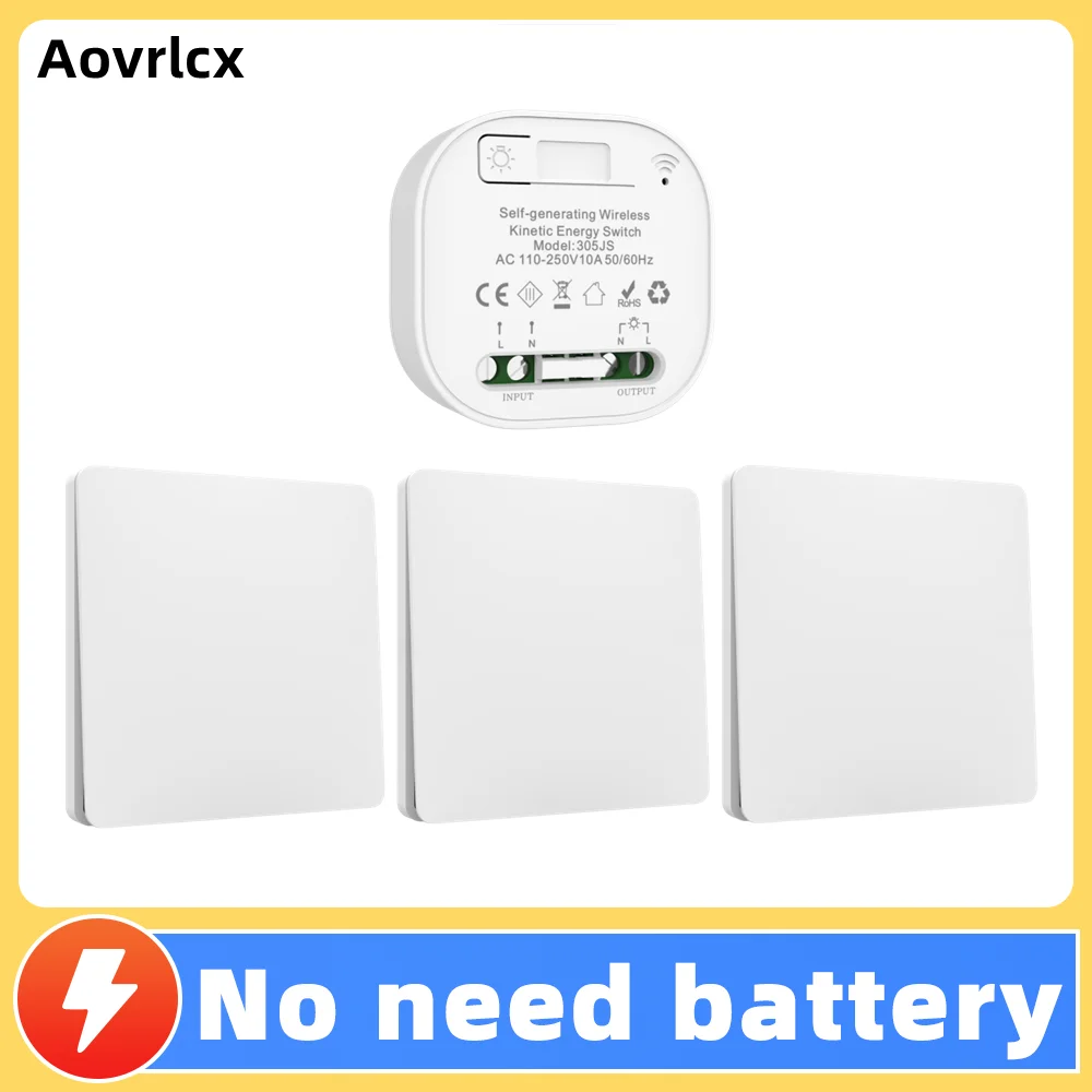 

Умный дом, белые беспроводные переключатели с автономным питанием для освещения, комплект кинетических выключателей света, дистанционные выключатели света, беспроводная кнопка