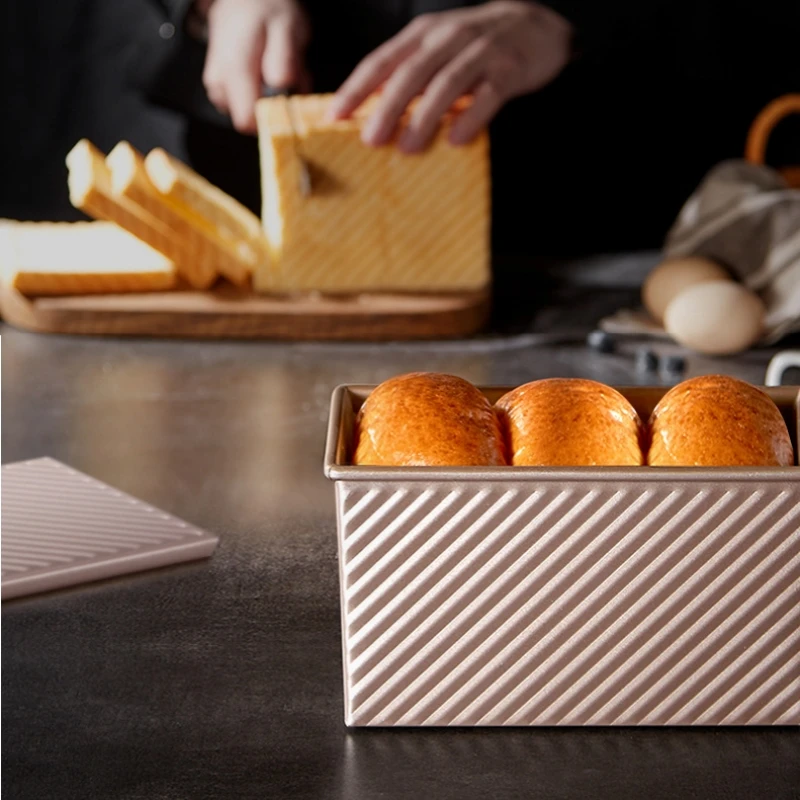 900G Toast Box Mold Rectangular Loaf Pan Carbon Steel Non-stick Bellows Cover Bread Mold Eco-Friendly Baking Tools for Cakes