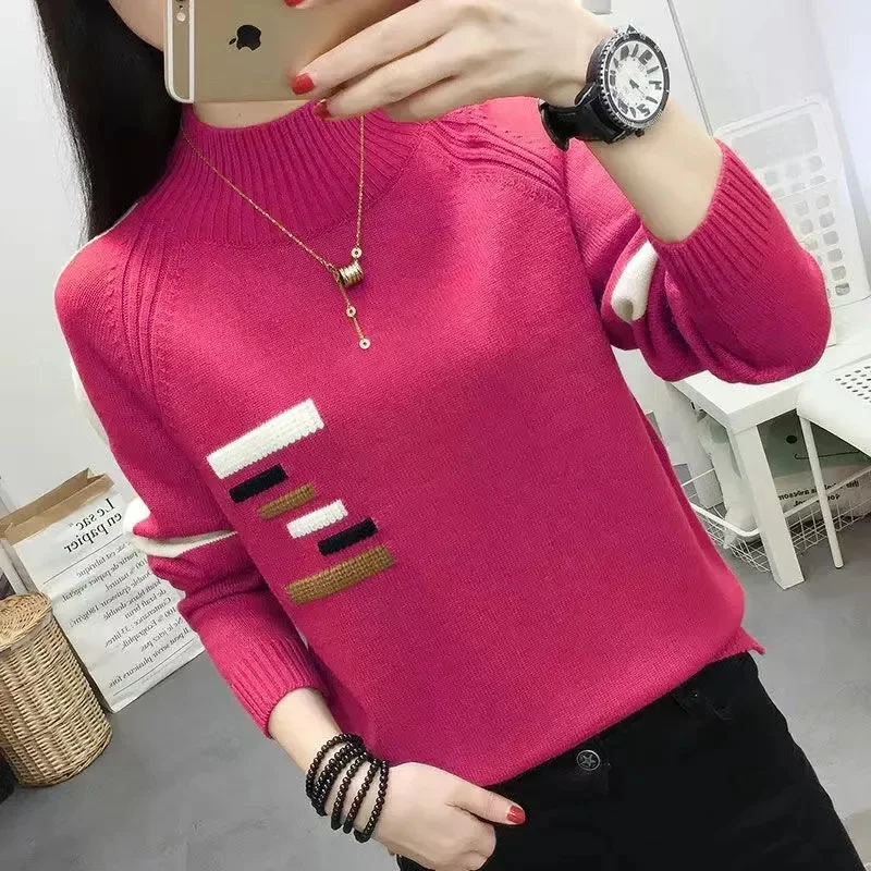 Frauen Pullover Herbst Winter Roll kragen pullover warme Strickwaren koreanische lässige feste Boden Hemd Mode Strick pullover braunen Pullover