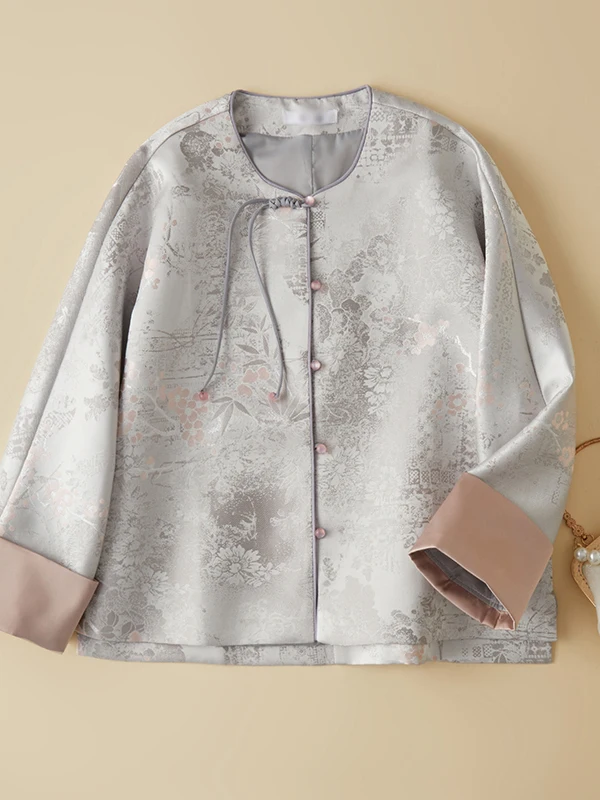 

New Chinese Sle Long Sve ort Coat with Fringe And Button round Ne Large Size Women's Top Early Autumn National Sle