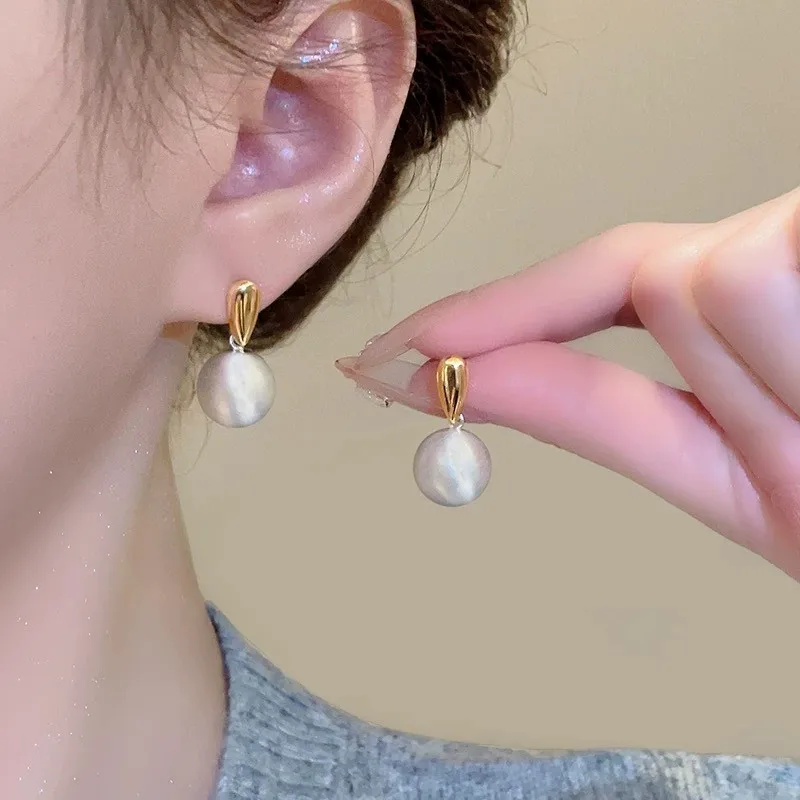 Fashion Matte Brushed Ball Stud Earrings Women