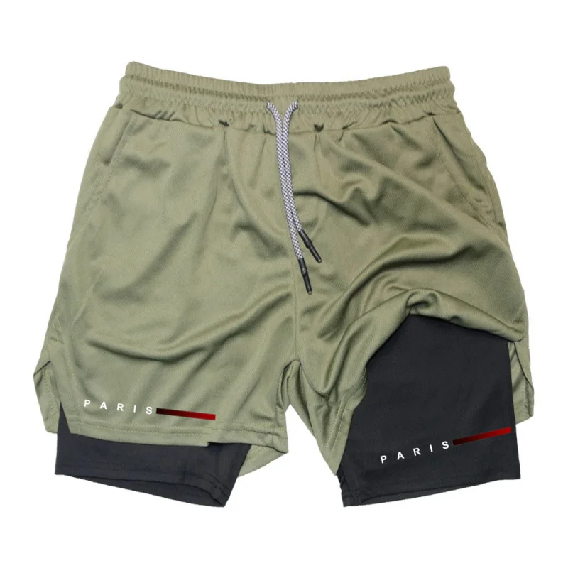 Men Running Shorts 2 in 1 Double-deck Sport Shorts Sportswear Gym Fitness Short Pants Training Jogging Bottom Men's Clothing