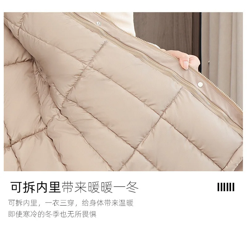 2026 New Winter Coat Down Padded Jacket Women Parkas Fur Collar Thick Hooded Cotton Coats Black Casual Outerwear Female Clothes