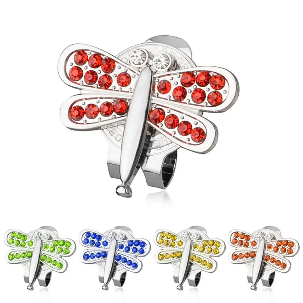 

Dragonfly Pattern Golf Cap Clip Bling Crystal Zinc Alloy Golf Ball Mark Detachable Ball Position Golf Hat Marker Jewelry Gift