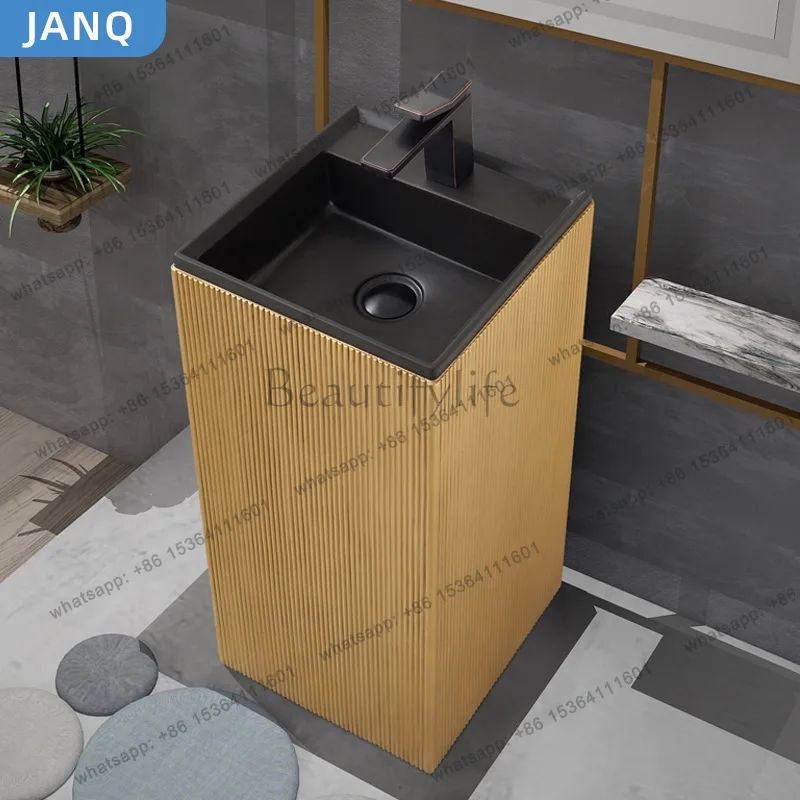 Small apartment square column basin artificial stone floor-to-ceiling integrated column basin hotel project