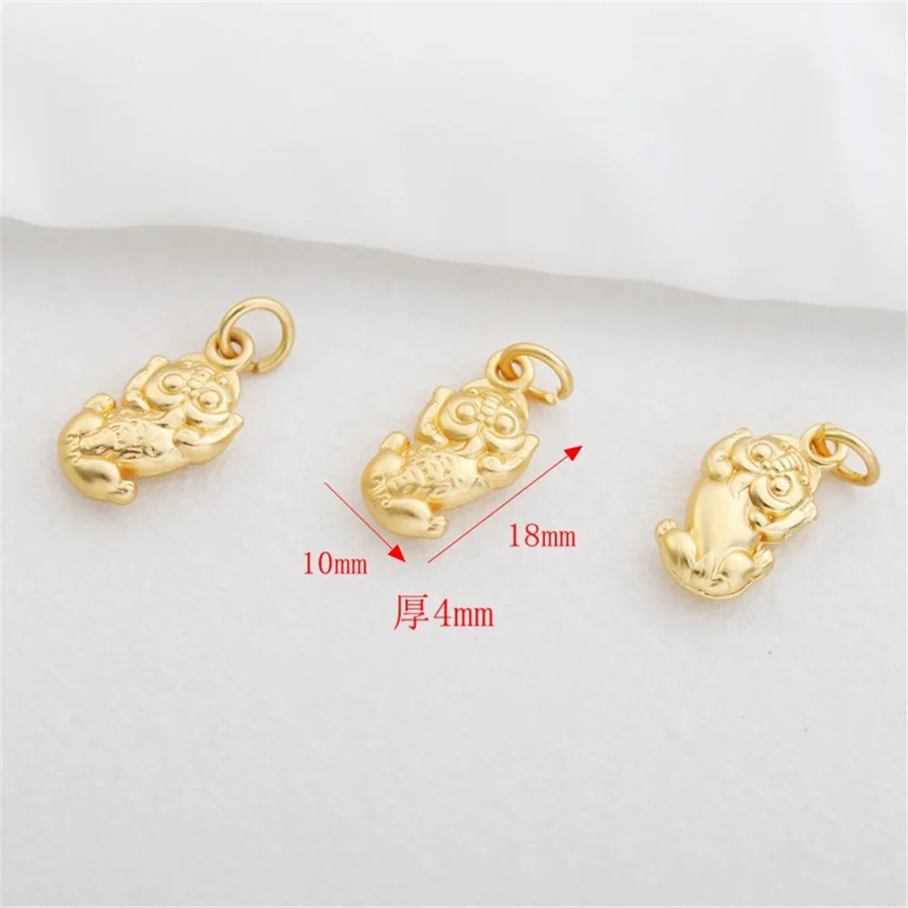 18K Gold Color Double-sided Elephant Pendant, Pixiu Deer, DIY Bracelet, Necklace, Jewelry Accessories