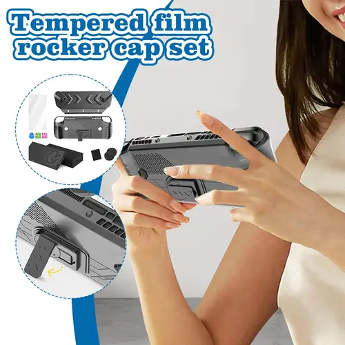 Imagen 2 del producto Funda protectora completa de TPU de mano a prueba de golpes para consola de juegos ASUS ROG ALLY X con soporte, tapa de tecla de película a prueba de golpes y caídas