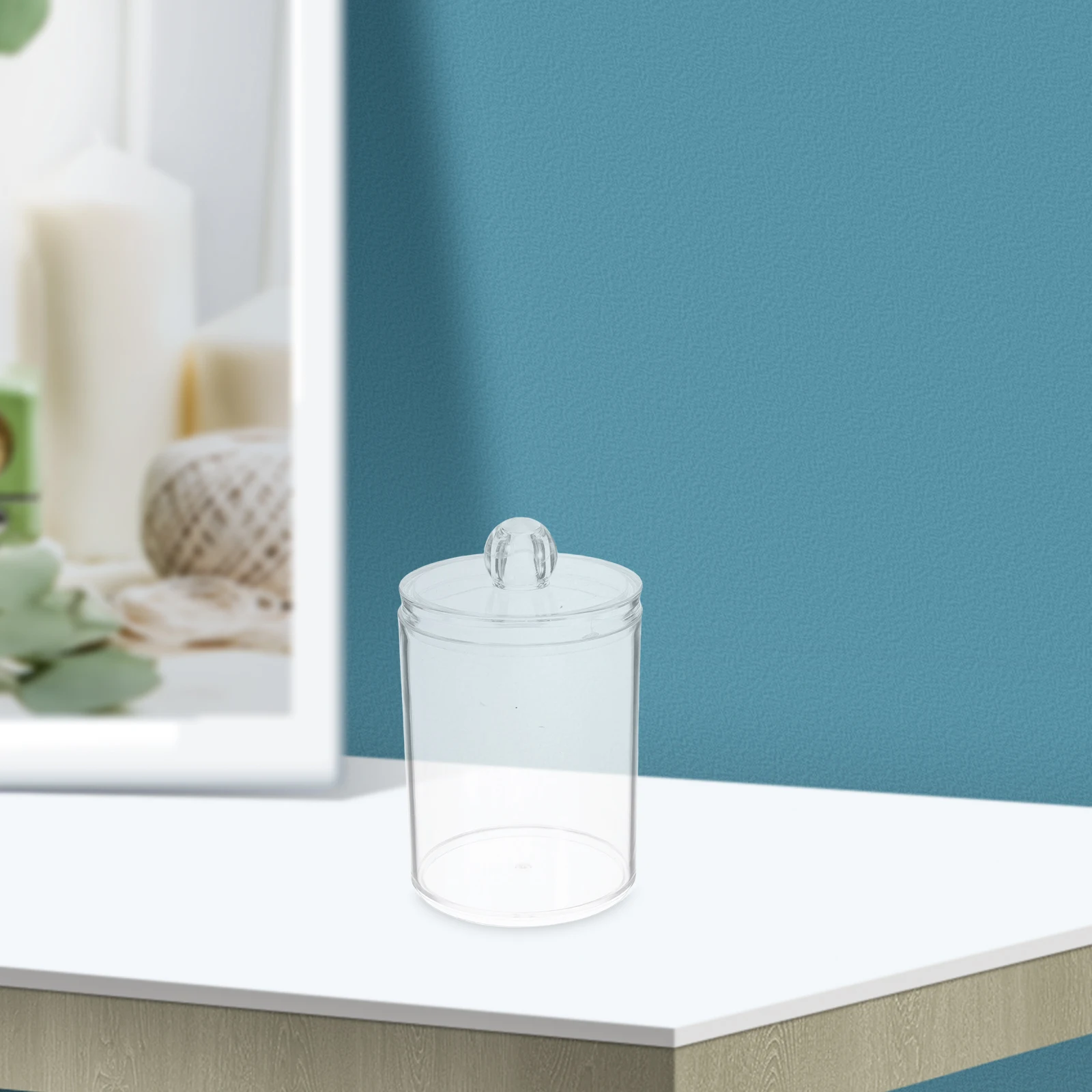 

2pcs Acrylic Storage Jars Cotton Swab Holders Transparent Bathroom Organizer Small Items Container Tidy Home Canister