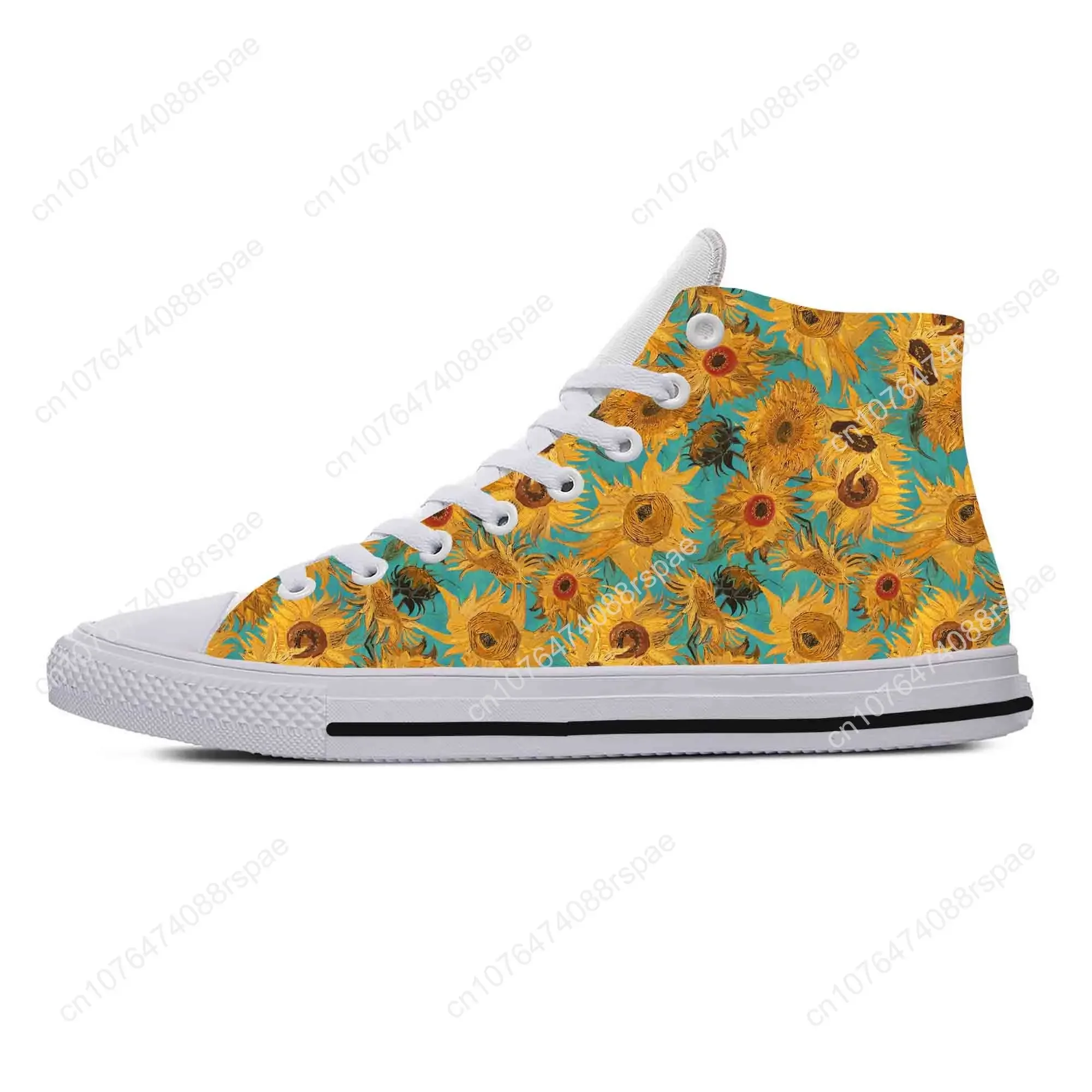 Vincent Van Gogh Starry Night pittura a olio divertenti scarpe di stoffa Casual alte comode e traspiranti stampa 3D uomo donna Sneakers