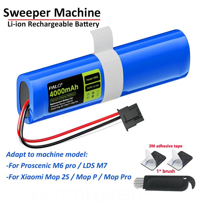 14,4V 4000mAh Wiederaufladbarer Li-Ion-Akku für Proscenic M6 Pro LDS M7 Xiaomi Mop 2S Mop P Mop Pro Roboterstaubsauger Ersatzteil