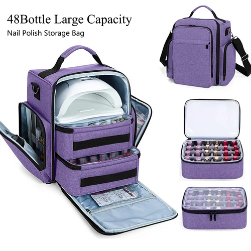 Estuche organizador de esmalte de uñas de 48 botellas, bolsa organizadora de esmalte de uñas de gran capacidad, estuche de almacenamiento para accesorios de decoración de uñas, bolsas