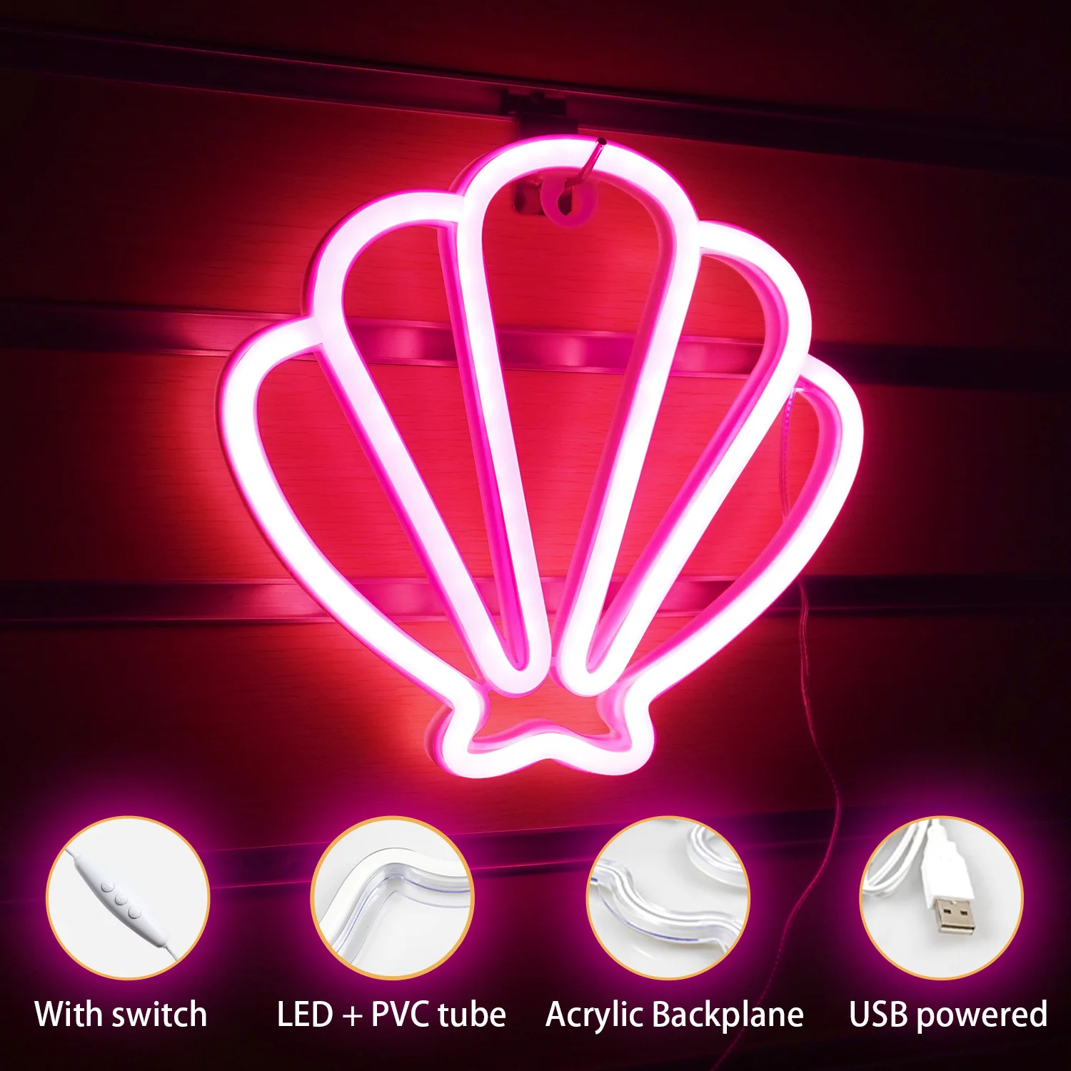 Подвеска в виде ракушки Неоновая вывеска Красота Украшение комнаты Салон Настенный художественный декор Неоновый свет Игровая комната Спальня Светодиодный неоновый свет Бар Клуб