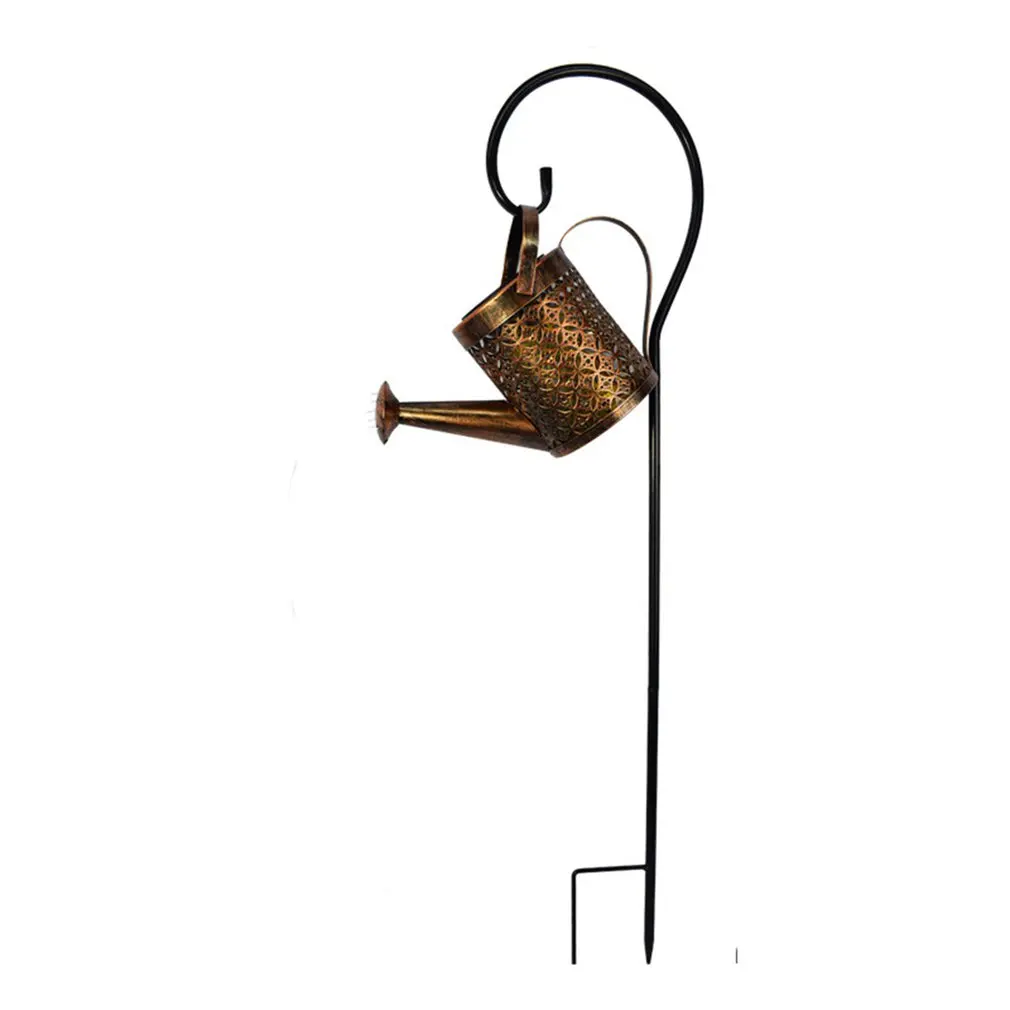 Lanterne solari annaffiatoio Retro metallo 36LED bollitore String Light Design scavato impermeabile Solar Firefly Outdoor Solar LED