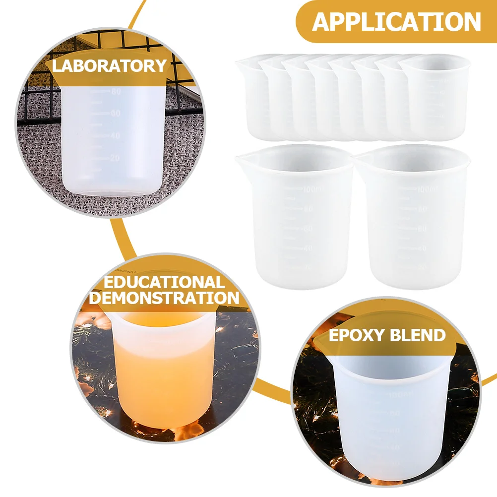 

10Pcs Silicone Measuring Cups Nonstick Smooth Surface Graduated Mixing Cup for Epoxy Resin DIY Measuring Cup Crafts Making Tools