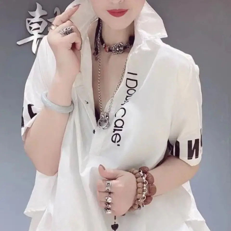 プリントシャツルーズファッションデザイン夏新作トップ