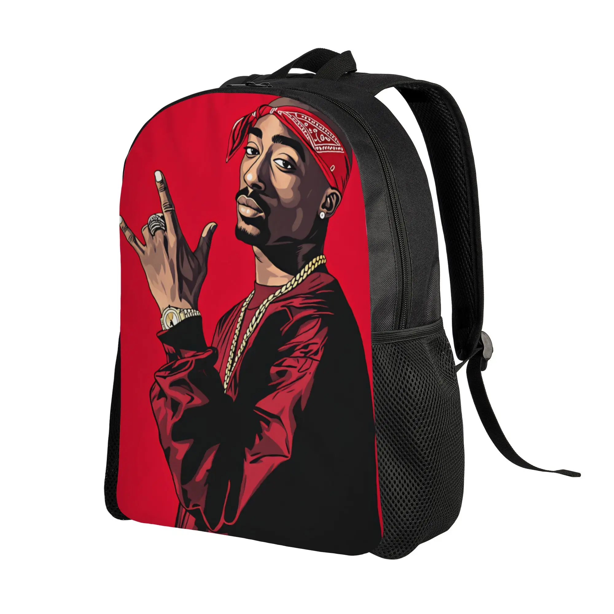 Rapper Tupacs Backpack Student Unisex  Breathable Backpacks Polyester Kawaii School Bags College Colorful Rucksack