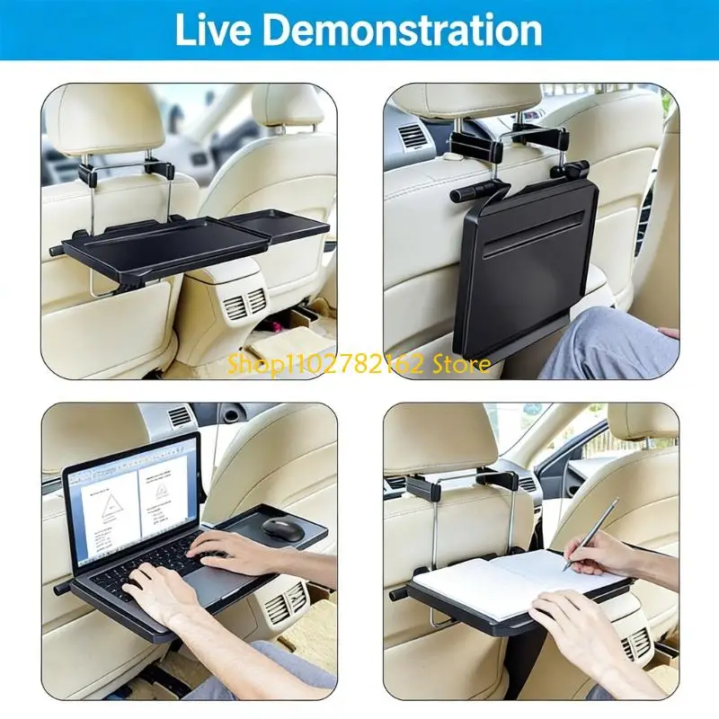 

547B Foldable Steering Wheel Mounted Desk for Car Use in Laptop Dining and Writing Ergonomic Back Headrest Tray