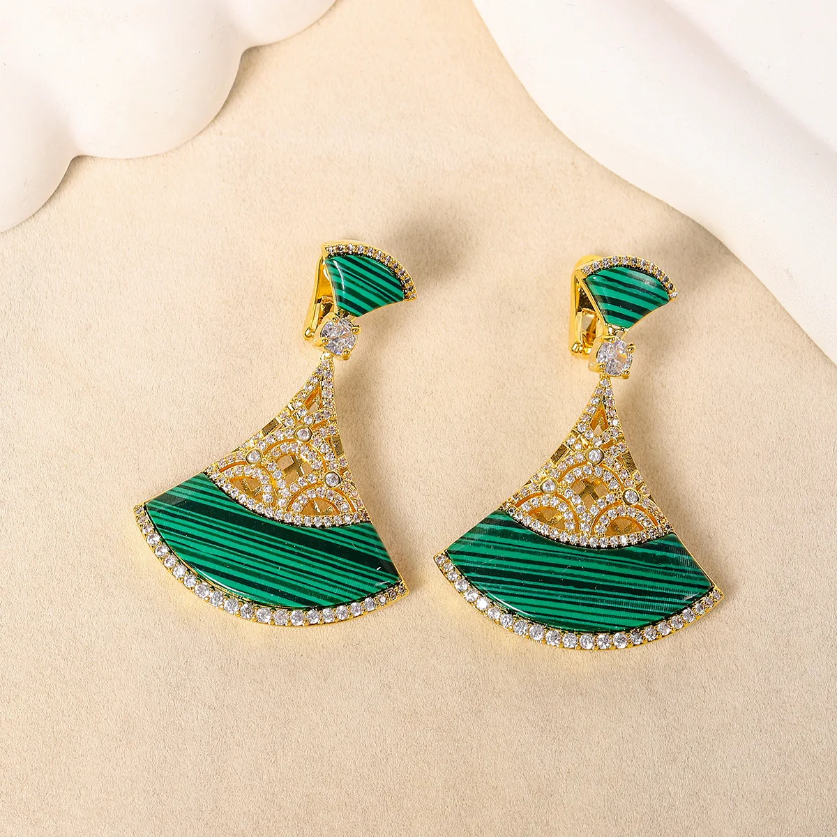 Bilincolor Zircon Fan-shaped Skirt Earrings for  Women