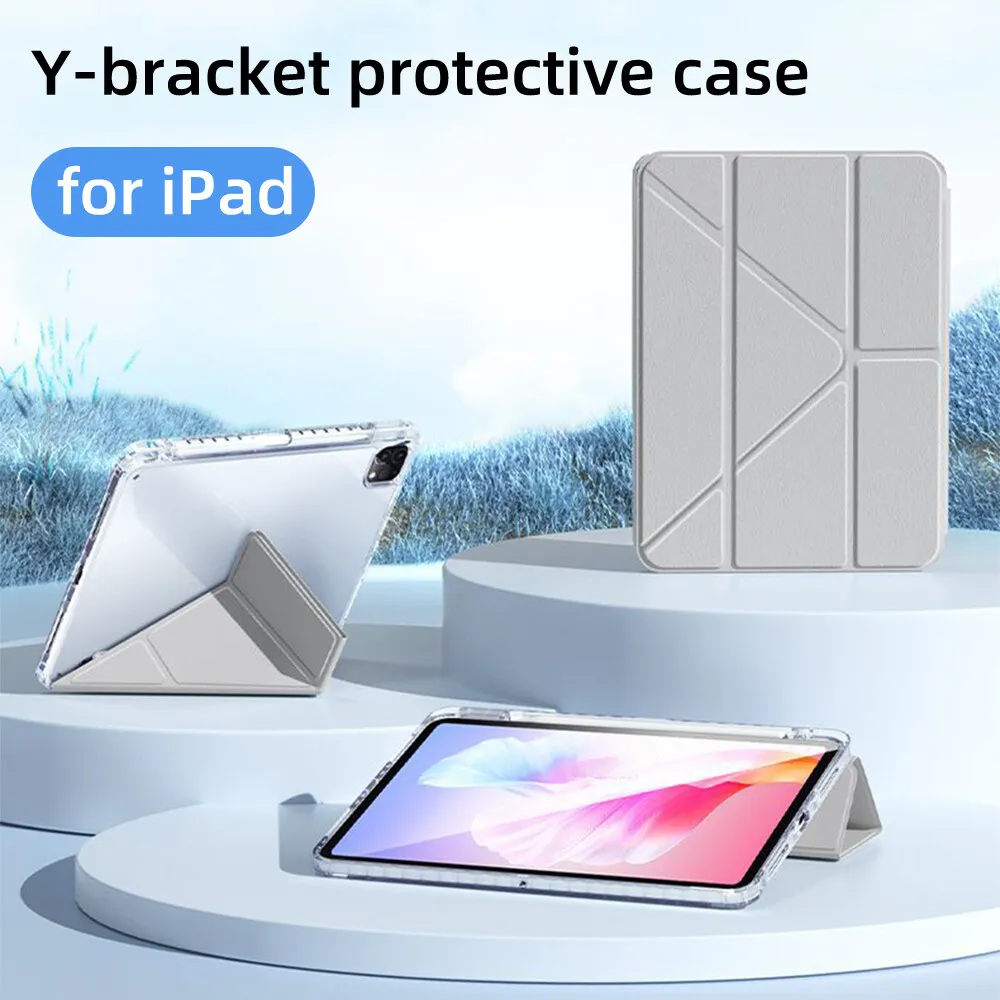 For iPad 10th Generation Case Y-fold Track Clear Cover for Air 11-inch M2 2024 Pro 13 M4 7/8/9th 10.2in Mini 6 Air 2 9.7