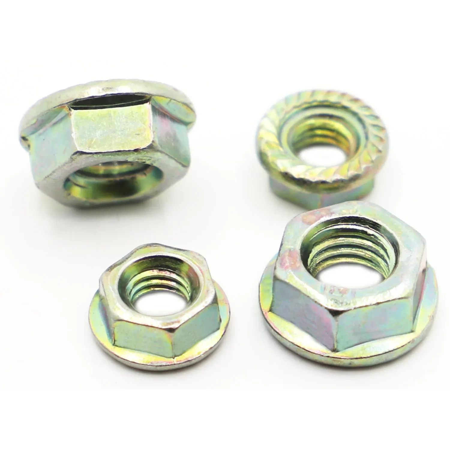 

10-50Pcs Color Zinc Carbon Steel Hexagon Flange Nuts DIN6923 Pinking Slip Locking Nut M3 M4 M5 M6 M8 M10 Hardware Fastener