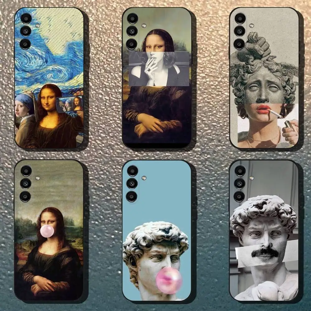 

Aesthetic David Mona Lisa Phone Case For Samsung Galaxy A13,A21s,A22,A31,A32,A52,A53,A71,A80,Soft Black Shell
