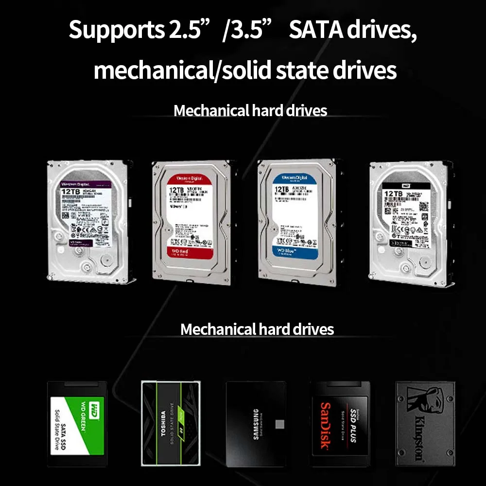 TISHRIC External Hard Disk Case 3.5 HDD SSD SATA To USB 3.0 3.1/Type C 3.5 Inch Hard Drive Enclosure Box For PC Lapop Computer