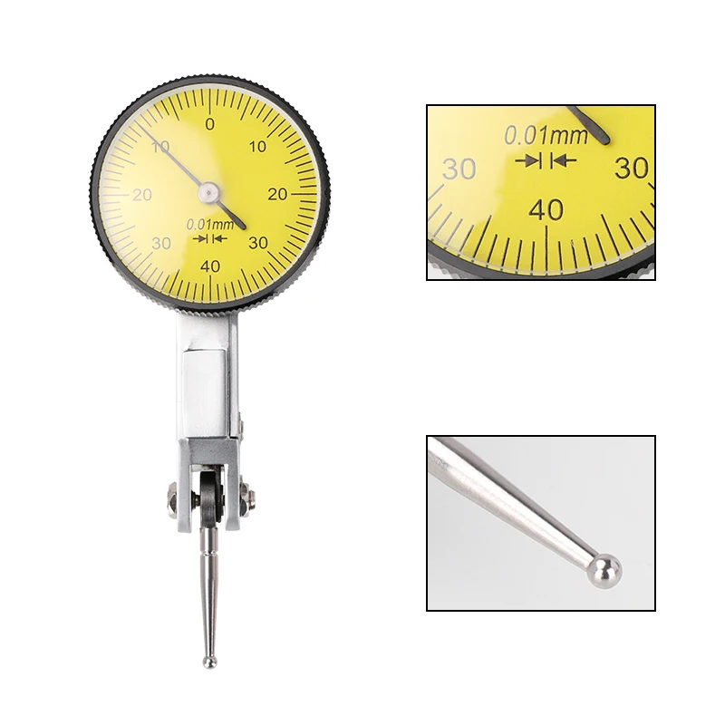 0-0.8mm Lever Dial Indicator Shockproof Test 0.01mm Dial Gauge Scale Meter Accuracy Indicator Center Measuring Instruments
