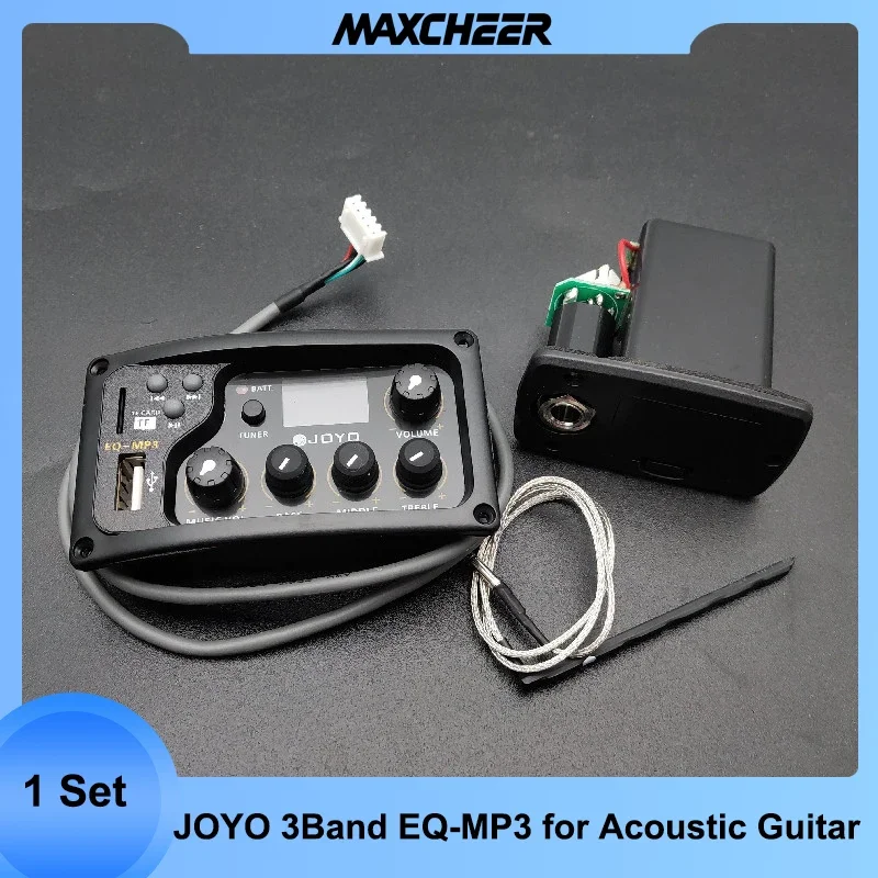 JOYO EQ-MP3 3-полосный EQ с тюнером и mp3-плеером, акустическая гитара, MP3 эквалайзер, громкость музыки, бас, средние высокие частоты, Captador