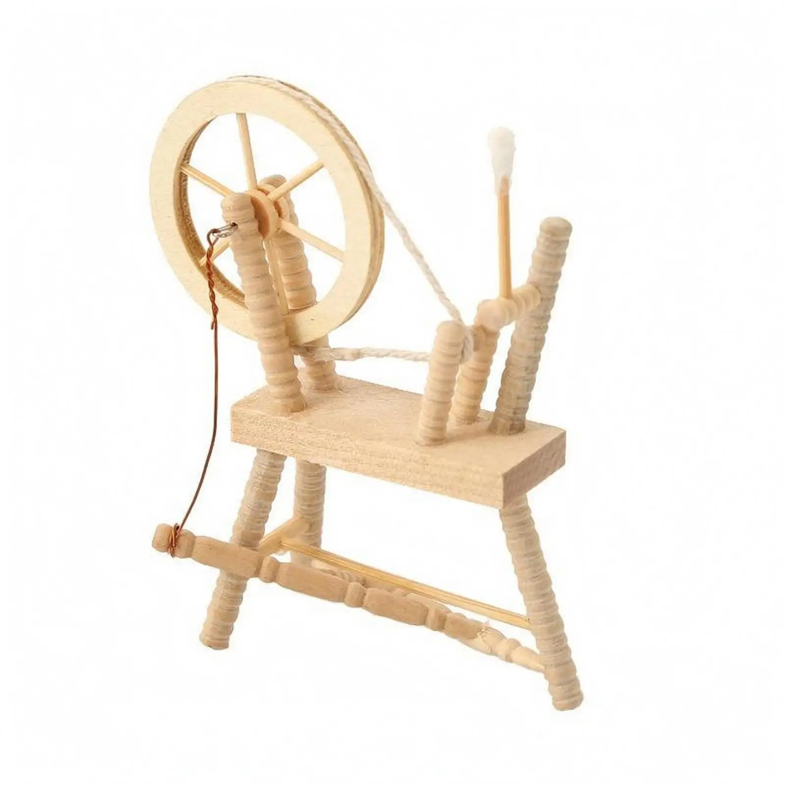 Miniature Dollhouse Spooling Wheel Prop Wooden Model Furniture Handmade Accessories for 1 12 House
