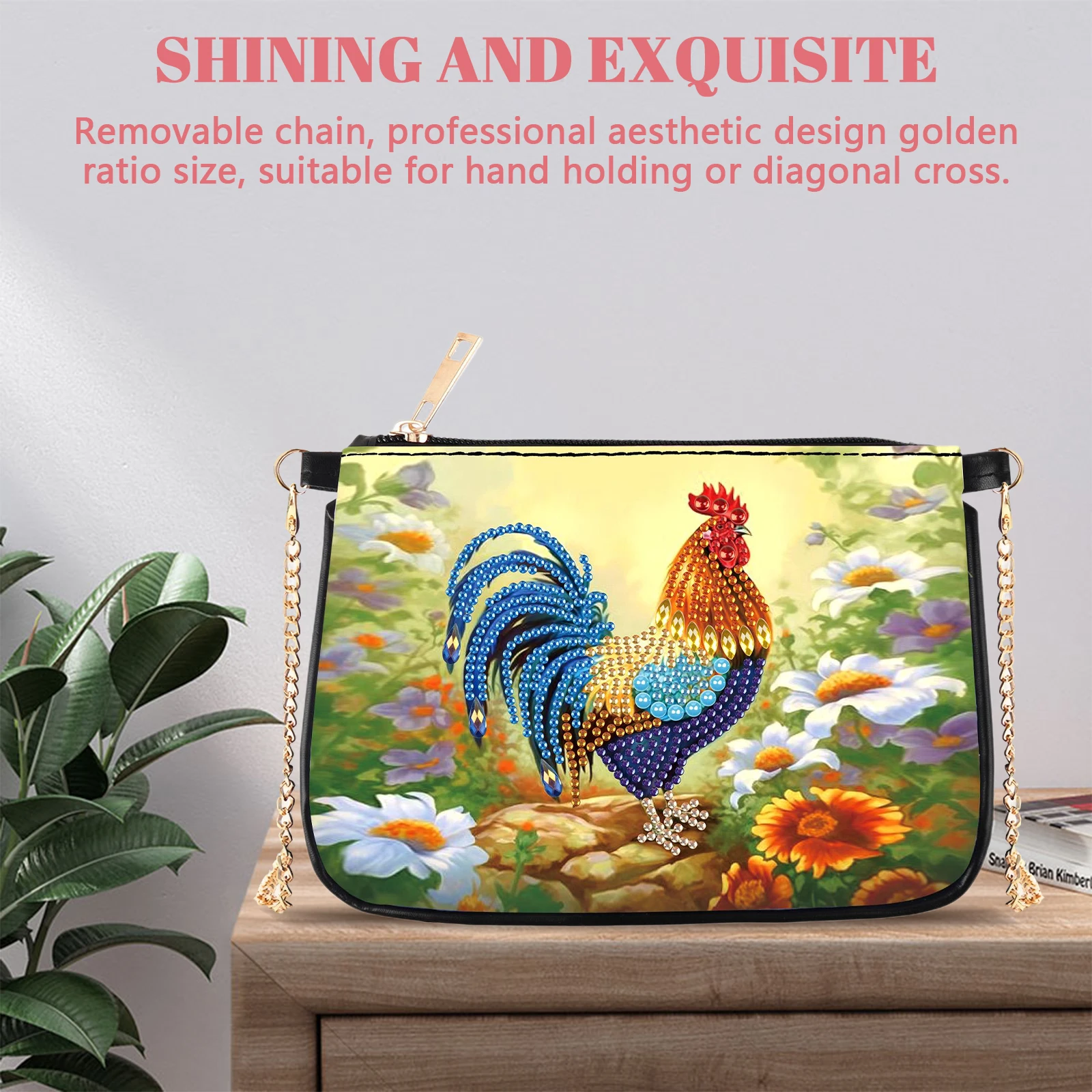 

Special Shape Flower Puppy Diamond Painting Clutch Bag 5D DIY Diamond Art Handbag Handmade Arts Craft Makeup Bag for Women Girls