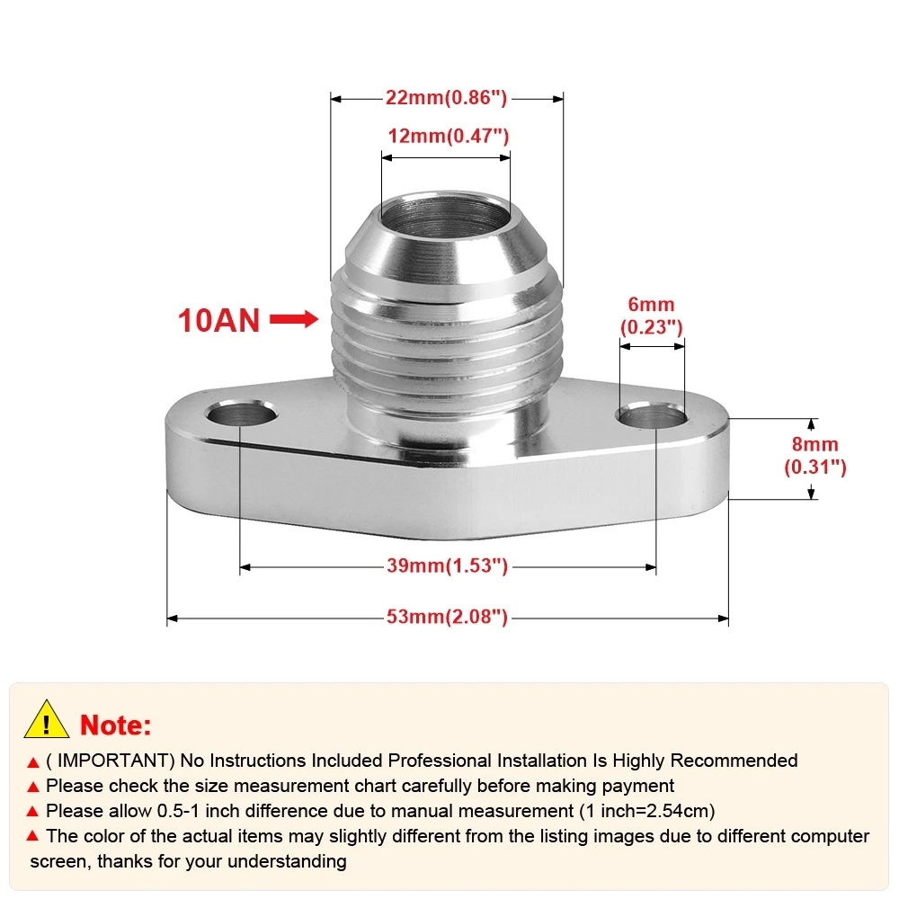 Aluminum Alloy Turbo Oil Return 10AN Drain Flange For Mitsubishi TD04-TD06 Series Turbo/IHI RHF4 RHB4 RHB5 KKK K03 K04