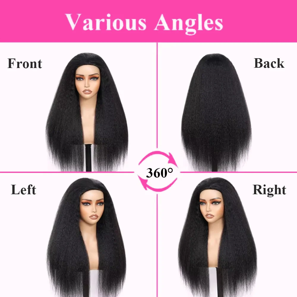 ياكي مستقيم نصف الباروكات شعر الإنسان 250 الكثافة 3 في 1 الوجه على شعر مستعار سلس للمبتدئين ودية غلويليس ارتداء والذهاب شعر مستعار مجعد