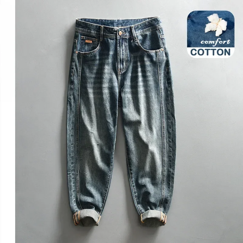 

Джинсы-карго мужские прямые, винтажные брюки из мягкого хлопка, Повседневная Уличная одежда, AG7192, весна 2024