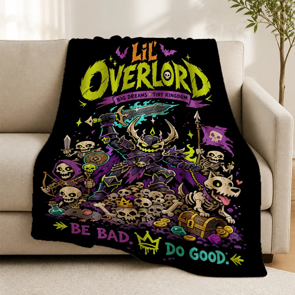 Lil Overlord Fantasy Throw Blanket Couch Decor Geek Gift for Him Overlord Pop Culture Comic Novelty Gothic Home Accent Throw