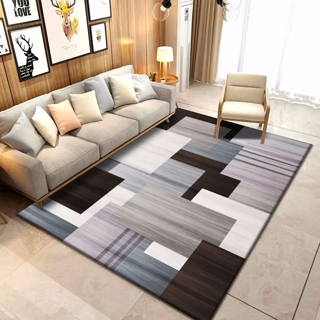 

European Style Modern Printing Living Room Carpet, Washable Bedside Rug, Home Decoration, Soft Square Carpets, Kids Bedroom