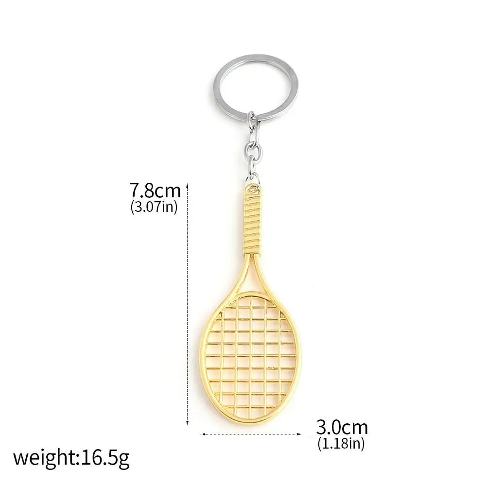 Metal Punk Tennis Racket Keychain Pendant Fashion Cool Boy Car Decoration Men Women Backpack Jewelry Accessories