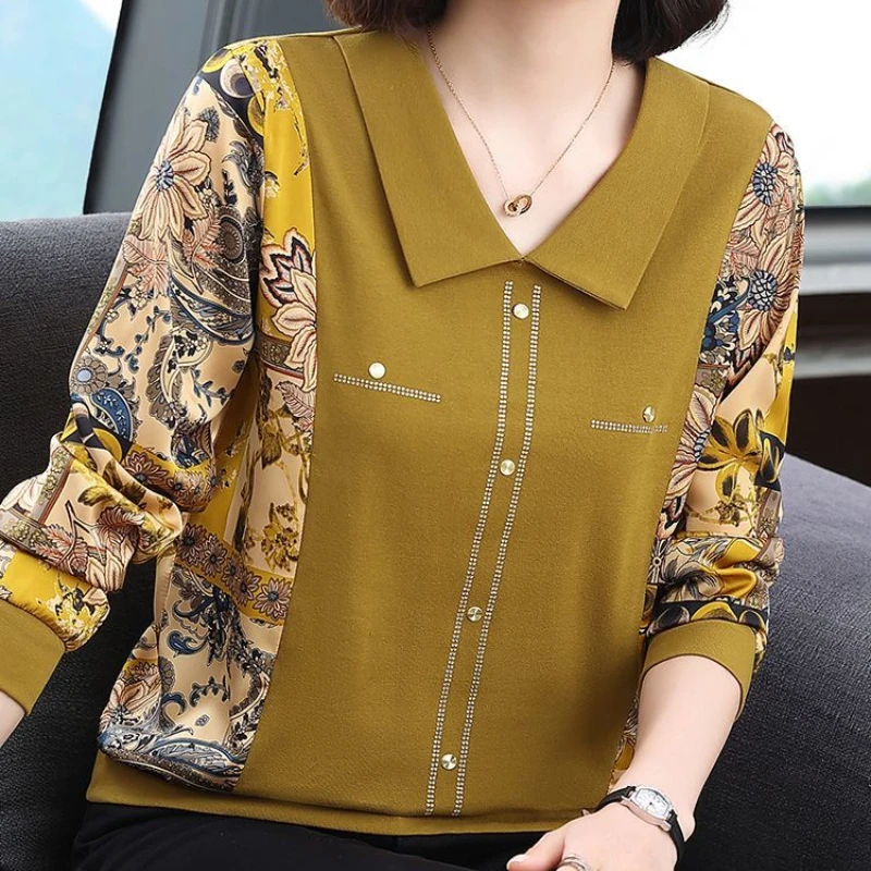 Middle-aged and Elderly New Fashion Long-sleeved T-shirt Women's Style