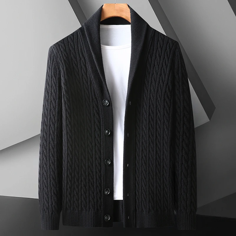 

plus Size Knitted Open Cardigan Men's Outerwear Casual Thiened een Collar Sweater Heavy Du Long Sve Faion Ci...