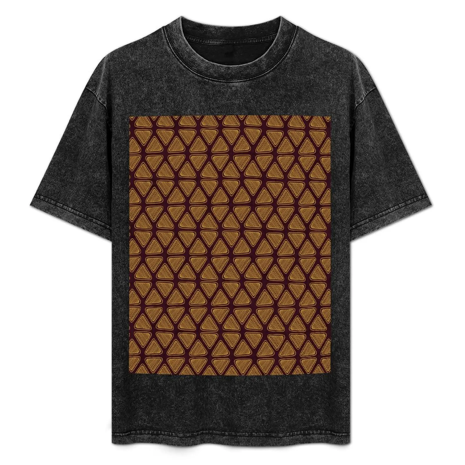 

Tribal Ankara Wax Plum And Mustard T-Shirt Simple Solid Color Crew Neck Tee