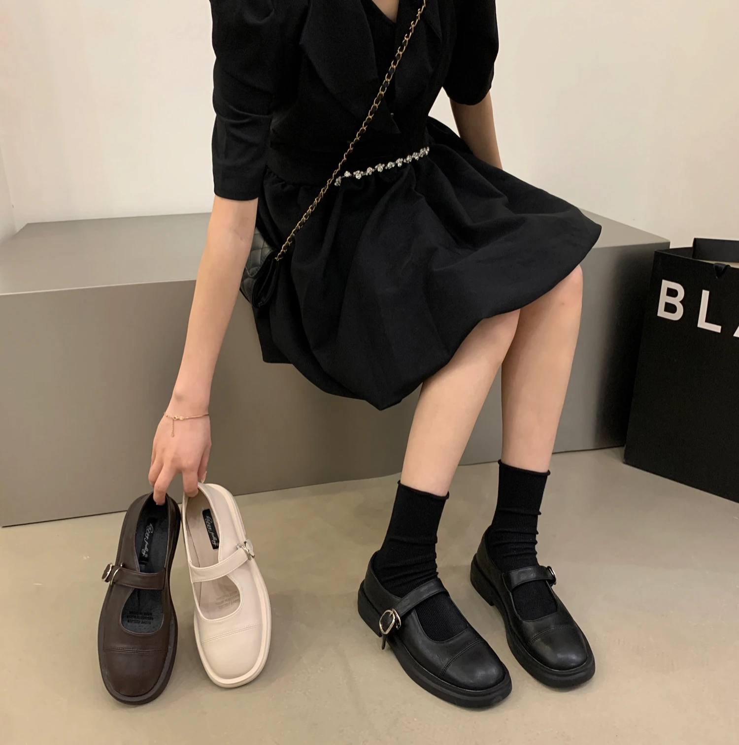 Retro Mary Jane Single-Layer Shoes for Female Students  Autumn New Thick Bottom round Toe All-Match Preppy British Small ...