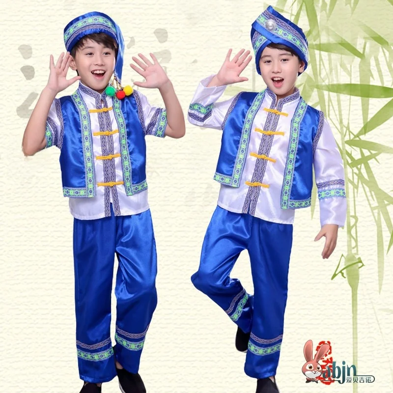 

Boys Ethnic Dai Clothing Children's Miao Ethnicity Outfits Toddler Ethnicity Clothes Performance Dresses for Kids