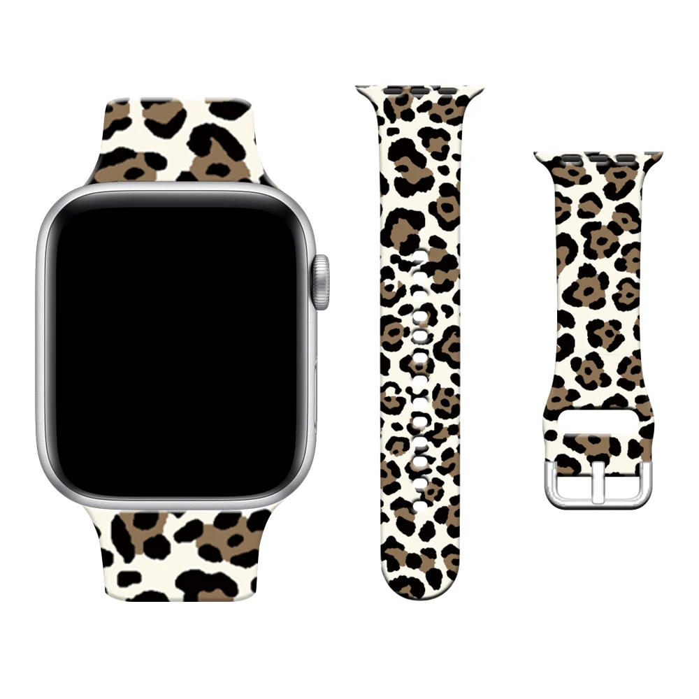 Leopard Strap for Apple Watch Ultra Band 49mm 40mm 41mm 44mm 45mm S10 46mm 42mm Silicone Sport Strap iWatch 10 9 8 7 6 5 4 3 SE