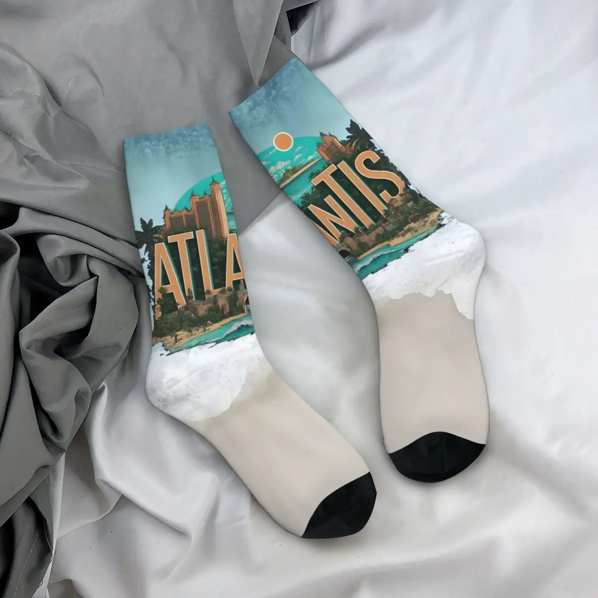 Crazy compression A Sun Kissed Sock for Men Harajuku A-Atlantiss Quality Pattern Crew Sock Casual