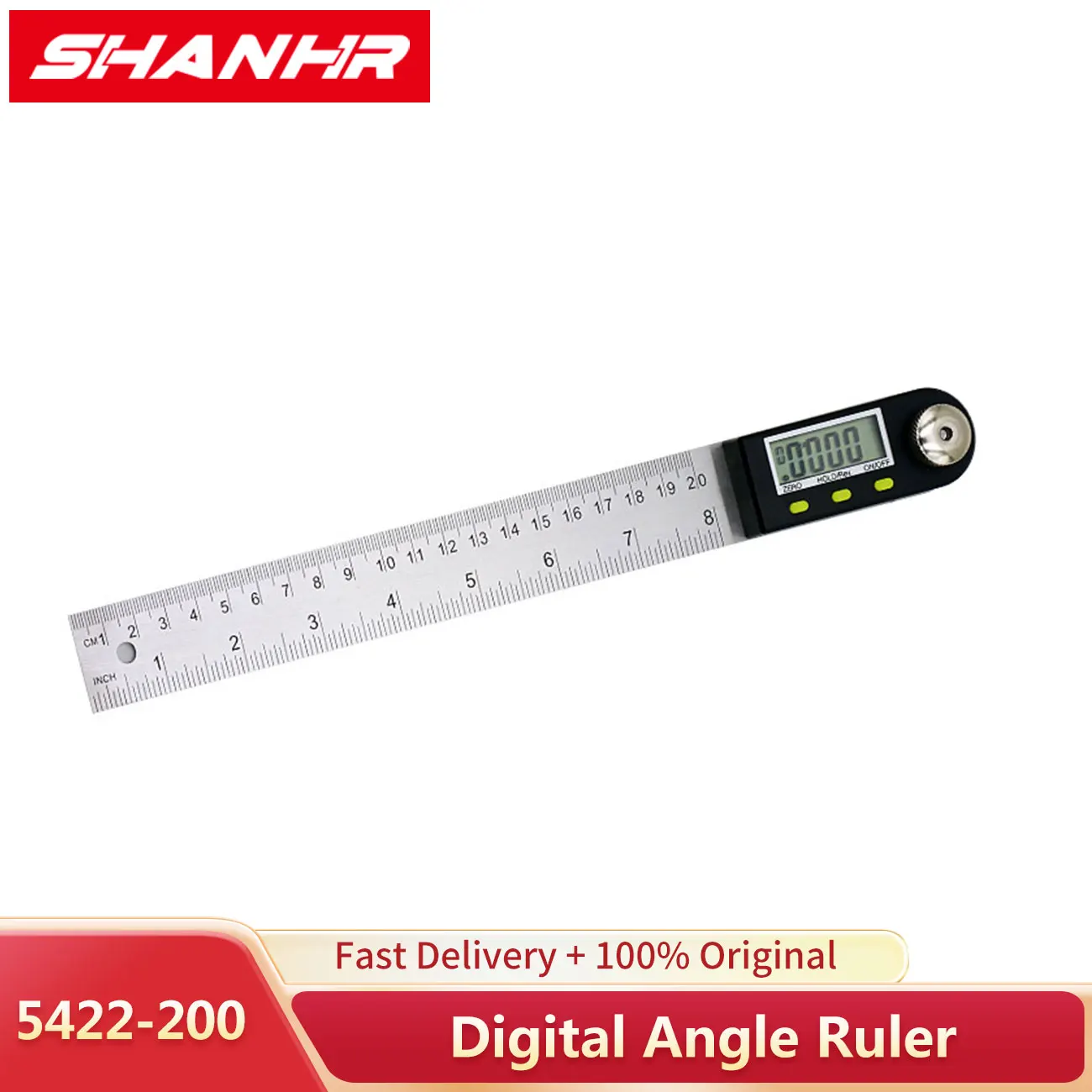 

SHANHR Digital Angle Finde Digital Protractor 200mm Stainless Steel Angle Measuring Tool with LCD Display for Woodworking